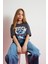 Kız Çocuk Disney Lilo & Stitch Oversize Geniş Kalıp Bisiklet Yaka Kısa Kollu Tişört E0481A825SP 3