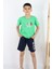 Erkek Çocuk Şortlu Takım Yazı Baskılı Cepli 8-14 Yaş, Yeşil 1