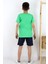 Erkek Çocuk Şortlu Takım Yazı Baskılı Cepli 8-14 Yaş, Yeşil 3