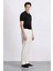%100 Pamuk Keten Görünümlü Pantolon Beli Lastikli Slim Fit Dar Kesim Cepli Düz Paça D2671AX25SM 4