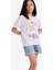 Kız Çocuk Disney Mickey Mouse &Friends Relax Fit Bisiklet Yaka Kısa Kollu Tişört E2629A825SM 3
