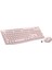 Logıtech MK270 Kablosuz USB Alıcılı Q Klavye Mouse Seti, Gül Kurusu 1