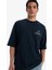 %100 Pamuk Loose Fit Bisiklet Yaka Sırt Baskılı Kısa Kollu Tişört B4320AX25SM 3