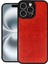 Newface iPhone 16 Pro Kılıf Aras Deri Kapak - Kırmızı 1