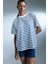 fit Oversize Geniş Kalıp Bisiklet Yaka Slogan Baskılı Sporcu Kısa Kollu TIŞÖRT E2782AX25SM 3