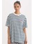 fit Oversize Geniş Kalıp Bisiklet Yaka Slogan Baskılı Sporcu Kısa Kollu TIŞÖRT E2782AX25SM 5