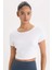 fit Crop Top Bisiklet Yaka Sporcu Kısa Kollu TIŞÖRT E2663AX25SM 4