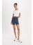 fit Crop Top Bisiklet Yaka Sporcu Kısa Kollu TIŞÖRT E2663AX25SM 5