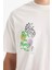 %100 Pamuk Rick and Morty Comfort Regular Fit Rahat Kalıp Bisiklet Yaka Sırt Baskılı Kısa Kollu Tişört B5369AX25SP 5
