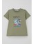 Erkek Çocuk Tişört Sörfçü Sevimli Köpek Balığı Baskılı 1.5-5 Yaş, Haki Yeşil 1