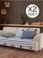 Elite Liva Ponponlu Lacivert 2 Adet Koltuk Örtüsü 115X200 cm Kanepe Divan Çekyat Berjer Örtüsü Püsküllü 1 Adet 1