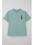 Erkek Çocuk Tişört Sırt Kısmı Yazı Baskılı 9-14 Yaş, Su Yeşili 1