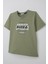 Erkek Çocuk Tişört Motivasyon Temalı & Sırt Kısmı Yazı Baskı Detaylı 9-16 Yaş, Haki Yeşil 3