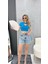 Glow Taş Işlemeli Kalp Detaylı Yarım Kollu Crop Triko Tişört 7