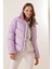 5205 Dik Yaka Fermuarlı Şişme Mont - Lila 2