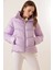 5205 Dik Yaka Fermuarlı Şişme Mont - Lila 4