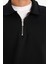 Relax Fit Polo Yaka Fermuarlı Basic Düz Kalın Sweatshirt E5333AX24WN 4