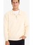 Relax Fit Polo Yaka Fermuarlı Basic Düz Kalın Sweatshirt E5333AX24WN 1