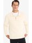 Relax Fit Polo Yaka Fermuarlı Basic Düz Kalın Sweatshirt E5333AX24WN 3