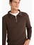 Relax Fit Dik Yaka Fermuarlı Basic Düz Kalın Sweatshirt E5332AX24WN 1