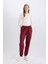 Bordo Jogger Eşofman Altı Cepli Esnek Belli Bağcıklı Dar Paça Uzun Boy E5976AX25SP 3