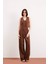 Wide Leg Fermuarlı Normal Bel Standart Boy Geniş Paça Keten Karışımlı Palazzo Pantolon E6210AX25SP 2