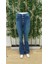 Kadın Yüksek Bel Önden Düğmeli Cep Detay Ispanyol Paça Denim Pantolon 7