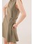 Yanları Zincir Detaylı Sıfır Kol Haki Mini Elbise 2