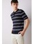 Regular Fit Polo Yaka Çizgili Kısa Kollu Yumuşak Tuşeli Triko Tişört E2665AX25SP 3