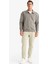 Relax Fit Polo Yaka Fermuarlı Basic Düz Kalın Sweatshirt E5333AX24WN 2