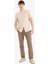 %100 Pamuk Keten Görünümlü Pantolon Beli Lastikli Slim Fit Dar Kesim Cepli Düz Paça D2671AX25SM 3