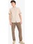 %100 Pamuk Keten Görünümlü Pantolon Beli Lastikli Slim Fit Dar Kesim Cepli Düz Paça D2671AX25SM 4