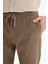 %100 Pamuk Keten Görünümlü Pantolon Beli Lastikli Slim Fit Dar Kesim Cepli Düz Paça D2671AX25SM 5