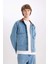 %100 Pamuk Slim Fit Dar Kesim Kontrast Yakalı Mevsimlik Baharlık Denim Ceket E6533AX25SP 5