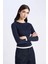Slim Fit Dar Kesim Bisiklet Yaka Ribana Uzun Kollu Tişört E6548AX25SP 5