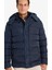 Regular Fit Kapüşonlu Şişme Mont Fermuarlı Çıtçıt Kapamalı Cepli E7286AX24WN 1