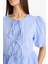 Regular Fit Bisiklet Yaka Çizgili Önden Bağlamalı Poplin Kısa Kollu Bluz E2670AX25SP 5