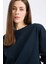 Regular Fit Bisiklet Yaka Kalın Basic Düz Sweatshirt D6645AX25SP 4