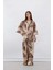 Wide Leg Desenli Modal Kumaş Palazzo Pantolon Yüksek Bel Düz Geniş Paça E8599AX25SM 2