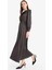 Regular Fit Fiyonk Yaka Saten Uzun Kollu Midi Elbise F0819AX25SP 2