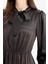 Regular Fit Fiyonk Yaka Saten Uzun Kollu Midi Elbise F0819AX25SP 4