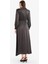 Regular Fit Fiyonk Yaka Saten Uzun Kollu Midi Elbise F0819AX25SP 5