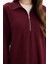 Loose Fit Fermuarlı Polo Yaka Selanik Kumaş Basic Düz Uzun Kollu Midi Elbise F1640AX25SP 4