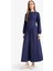 Regular Fit Bisiklet Yaka Uzun Kollu Maxi Elbise F2728AX25SP 1