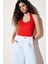 Slim Fit Dar Kesim Crop Halter Yaka Kırmızı Bluz F6279AX25SM 1