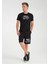 Siyah Baskılı Regular Şort T-Shirt Takım 2