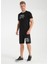 Siyah Baskılı Regular Şort T-Shirt Takım 3