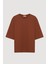 Truvakar Kol Oversize Basic Tişört 2 Li Paket Bej/kahverengi 3
