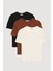 Oversize Basic Tişört 3 Lü Paket Siyah/ekru/kahverengi 1