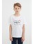 %100 Pamuk Önü ve Arkası Yazı Baskılı Erkek Çocuk Tişört 2